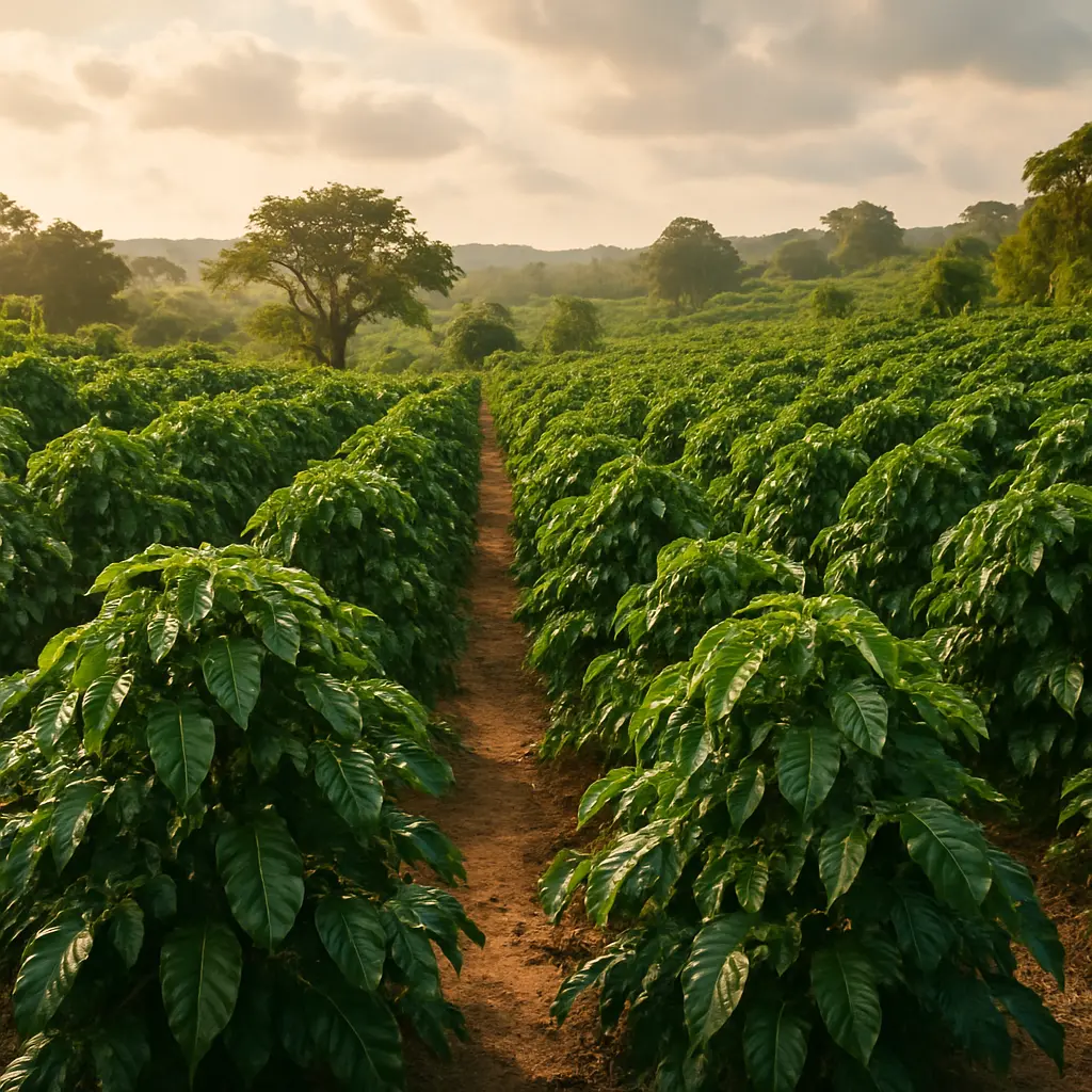 Plantacja kawy Arabica w regionie Lomami w Kongo – źródło ziaren kawy Fjordo